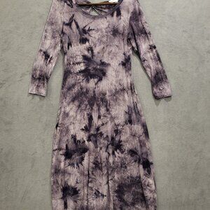 Emma Michele Maxi Dress Women's Large Ribbed Tie Dye Long‎ Sleeve Key Hole Back